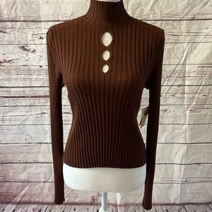 NWT Sugar Moon M Medium Womens Downtown Brown FG Ribs Sweater